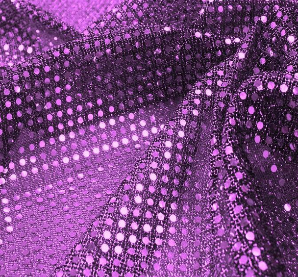3 mm 1 Yard Sequin Knit Fabric Solid Purple Wide 50/50 Polyester Nylon Sparkle Apparel & Costume