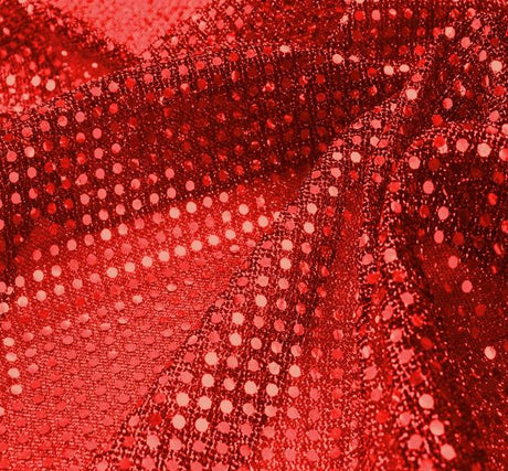 3Mm Sequins On A Knit Solid Red Sequins Fabric - Solid Red, 38/39" Width (1 Yard)