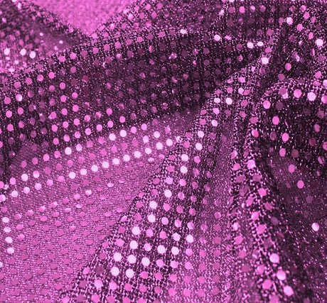 3Mm Sequins On A Knit Solid Fuschia Sequins Fabric - Fuschia, Confetti Dot, 41/42" Width