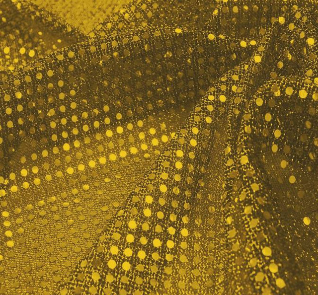 3MM Baby Sequins On A Knit Solid Yellow Sequins Fabric - Yellow Confetti Dot, 41/42" Width (1 Yard)