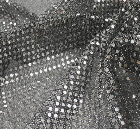 3Mm Sequins On A Knit Black Silver Sequins Fabric - Black/Silver Confetti Dot, 42/43" Width