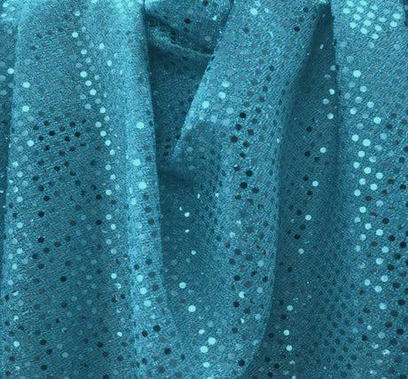 3Mm Sequins On A Knit Solid Turquoise Sequins Fabric - Turquoise, Confetti Dot, 40/41" Width (1 Yard)