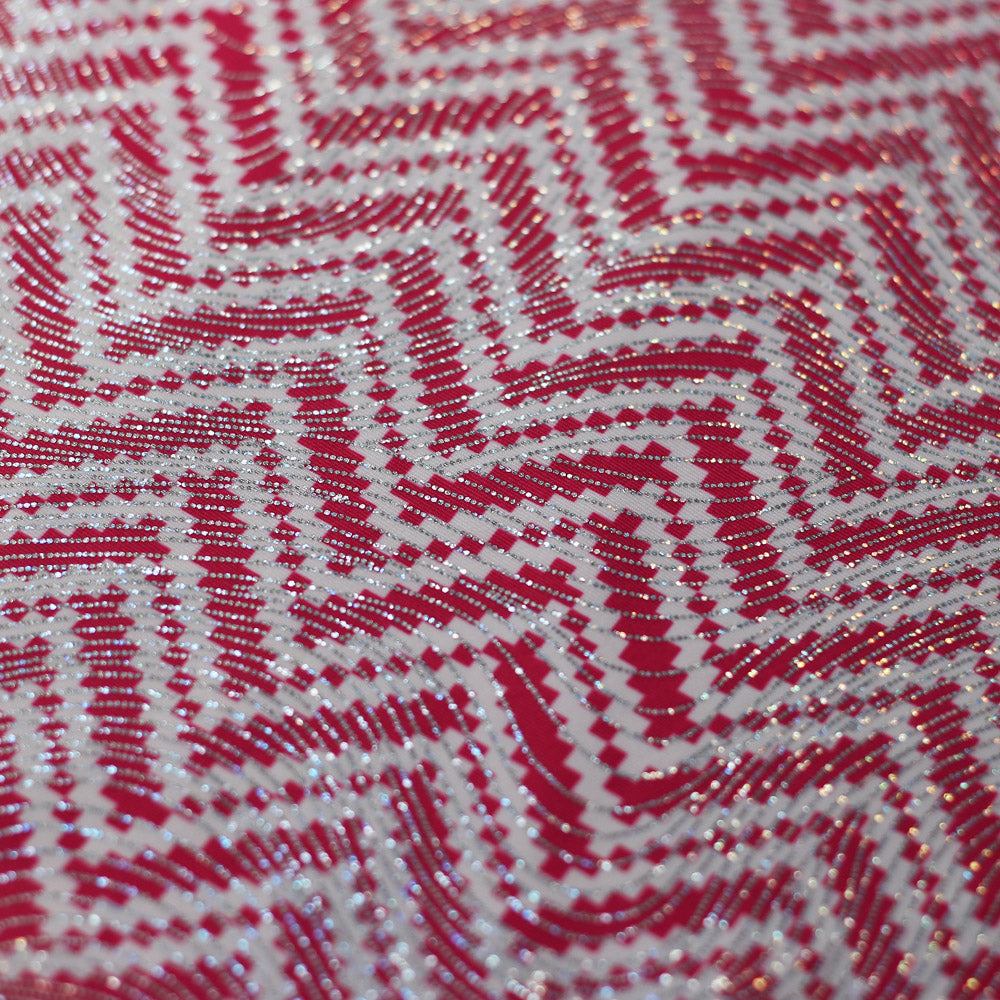 Zig Zag Racer Foil Polyester Spandex Fabric - Sparkly Chevron Foil Print, 58/60" Width (1 Yard)