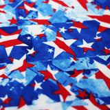 Star Spangled Polyester Spandex Fabric - American Flag Print, Red And White Stars On Blue, 58-60" Width, 240 GSM (1 Yard)