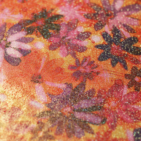 Crazy Daisy Polyester Spandex Fabric - Pink-Orange, Blue-Green Floral Print, 58-60" Width (1 Yard)