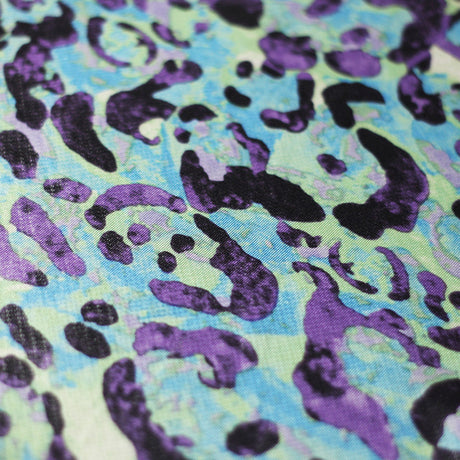 Feline Deco Polyester Spandex Fabric - Leopard Print, Pink/Orange/Turquoise, 58/60" Width (1 Yard)