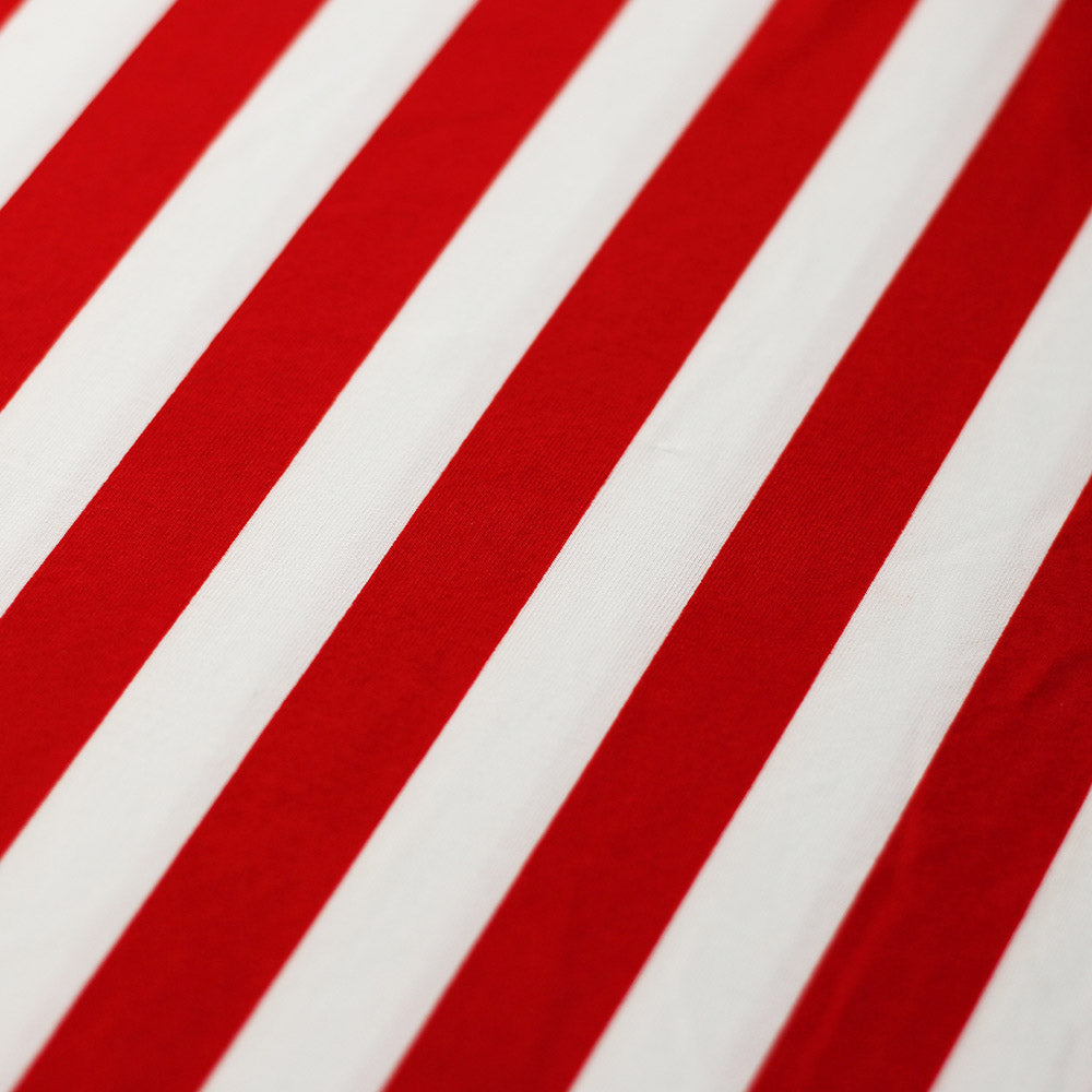 Jitterbug Poly Spandex Fabric - Black And White Or Red And White, Dots And Stripes Pattern, 58-60" Width (1 Yard)