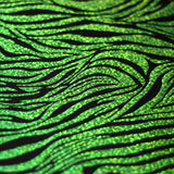 Roxy Zebra Nylon Spandex Fabric - Sparkly Hologram Zebra Print, Fuchsia, Green, Red, Silver, Gold On Black, 58-60" Width (1 Yard)