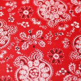 Bandana Poly Spandex Fabric - Beige/Red Paisley, 58/60" Width (1 Yard)