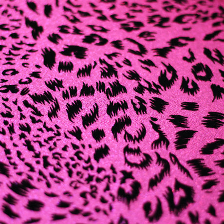 Stray Cat Nylon Spandex Fabric - Gold, Pink, Silver, Red Hologram Leopard Print, 58/60" Width (1 Yard)