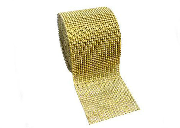4.5" x 10 yards 24 Rows Gold Diamond Mesh Wrap
