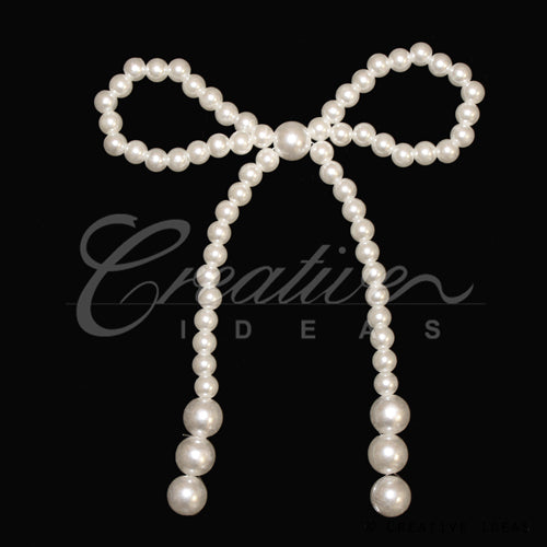 4" X 4 1/2" Large Pearl Bow Accessories2 Pcs (White)