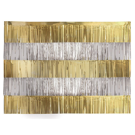 Party Decor Gold & Silver Foil Fringe Backdrop