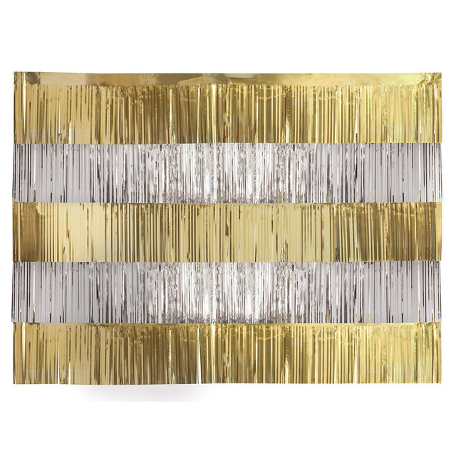 Party Decor Gold & Silver Foil Fringe Backdrop