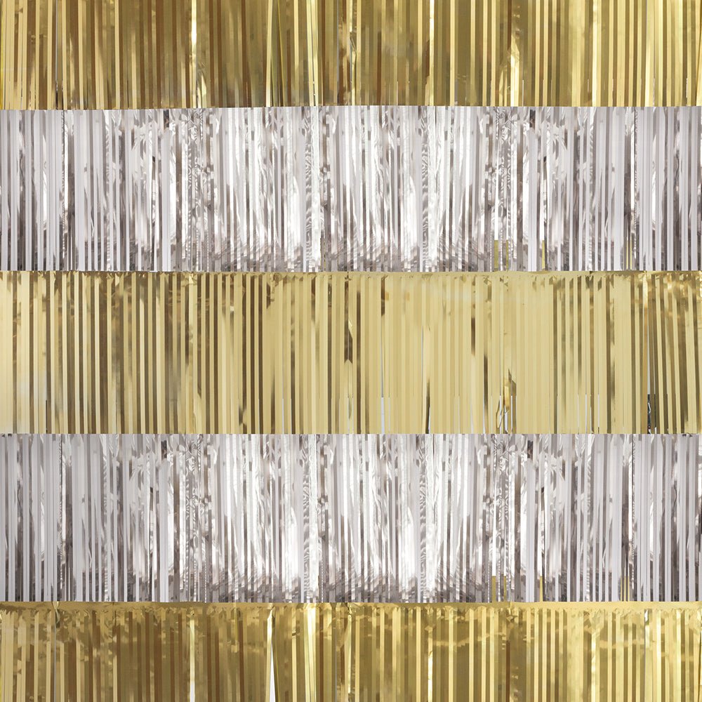 Party Decor Gold & Silver Foil Fringe Backdrop