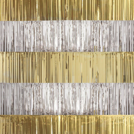 Party Decor Gold & Silver Foil Fringe Backdrop