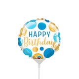 Foil Balloon Birthday Blue & Gold Dots Mini Shape