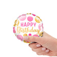 Foil Balloon Birthday Pink & Gold Dots Mini Shape