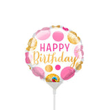 Foil Balloon Birthday Pink & Gold Dots Mini Shape