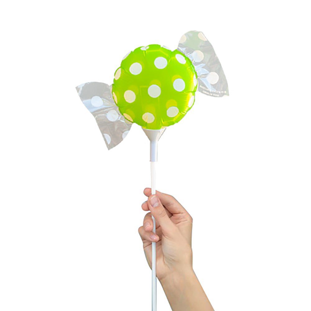 Foil Balloon Handheld Candy Green Polka Dots