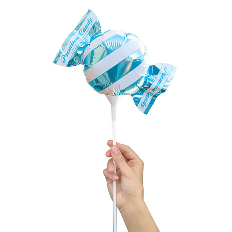 Foil Balloon Kids Handheld Candy Light Blue/White Stripes
