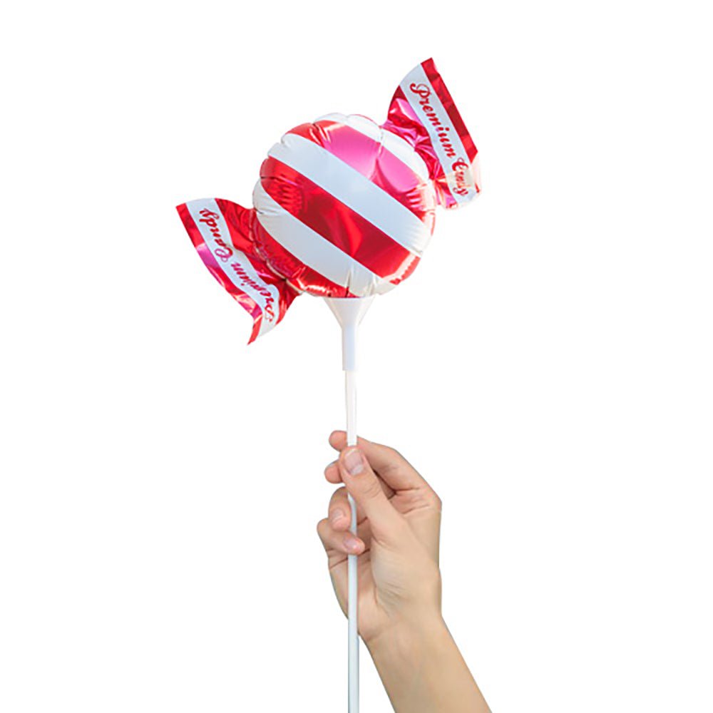 Foil Balloon 4 Inch Handheld Candy Red/White Stripes