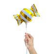 Foil Balloon Handheld Candy Yellow/ White Stripes