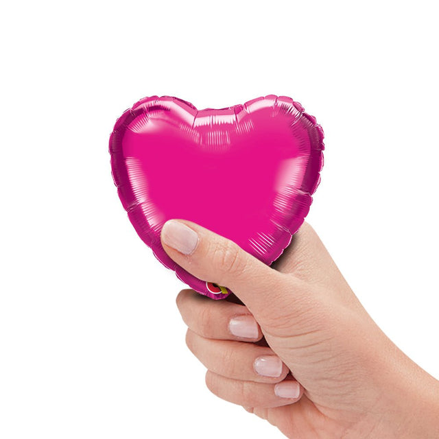 Mini Heart Foil Balloon Magenta