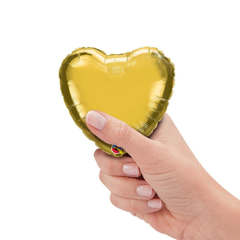Mini Heart Foil Balloon Metallic Gold