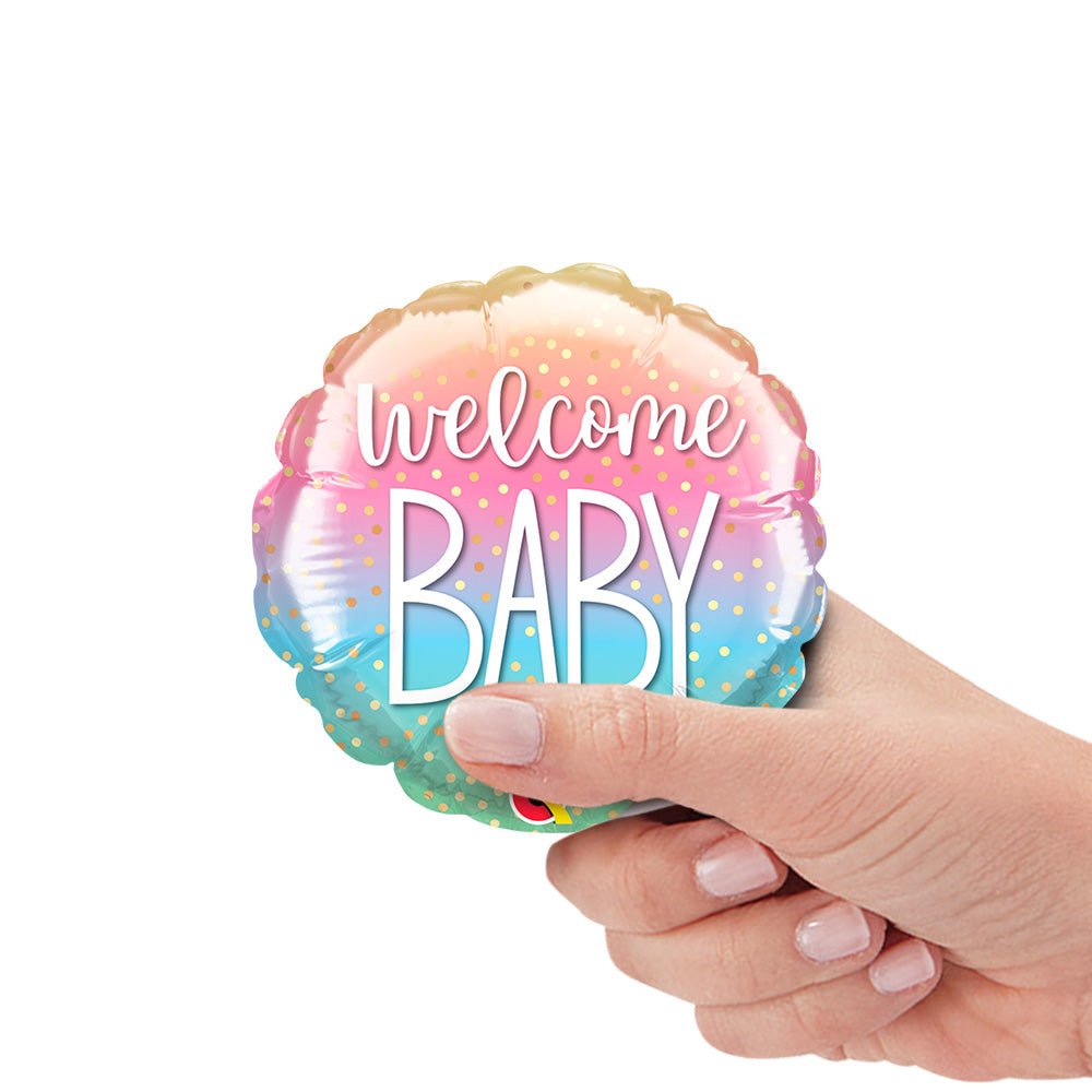 Foil Balloon Welcome Baby Rainbow Confetti Mini Shape