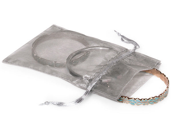 4"x6" Silver Organza Sheer Gift Favor Bags - Pack of 144