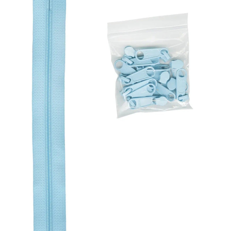 Nylon Zipper Chain 4.5 Blue 4 Yards with Robin Egg Pulls