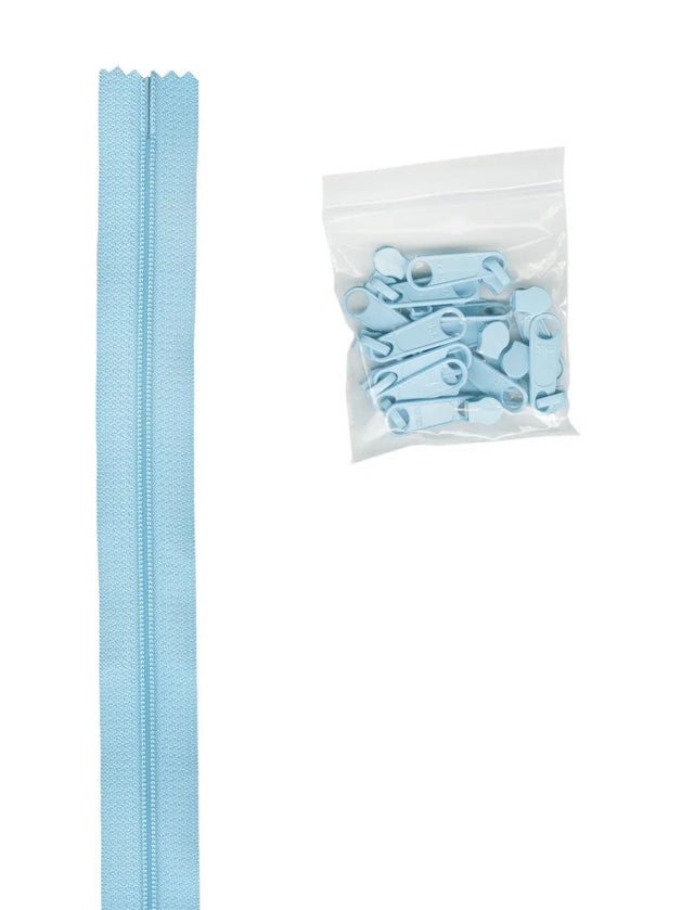Nylon Zipper Chain 4.5 Blue 4 Yards with Robin Egg Pulls