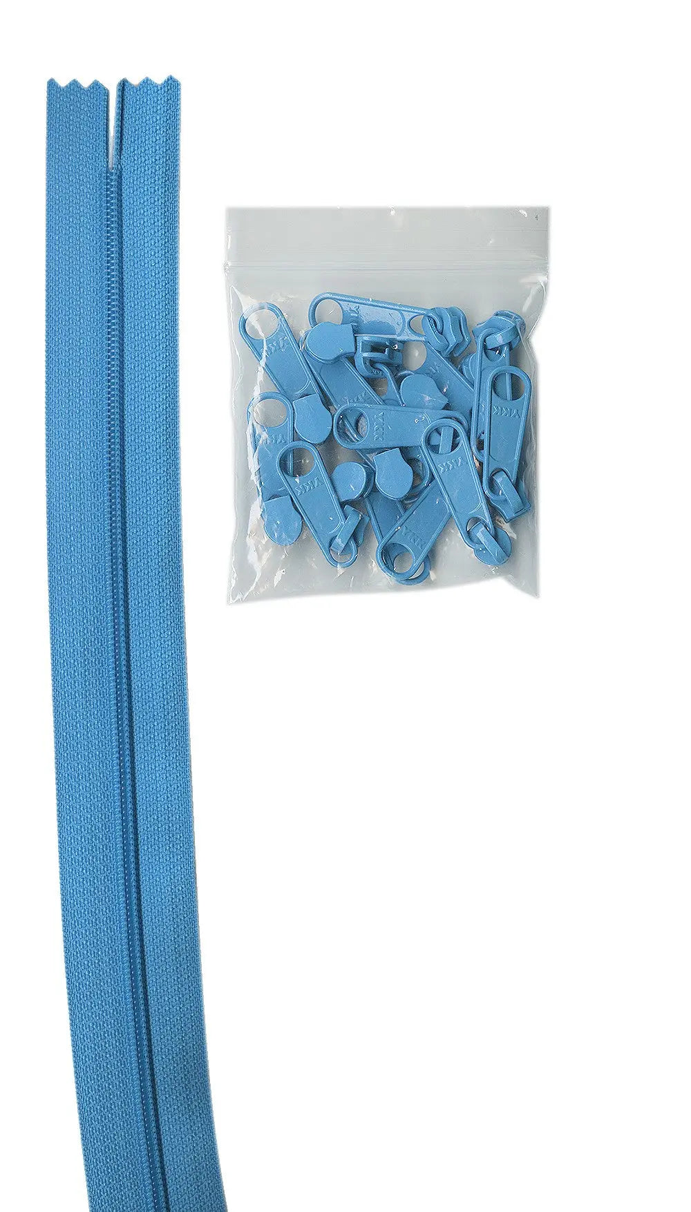 Nylon Zipper Chain 4 Yards Blue #4.5 with Pulls
