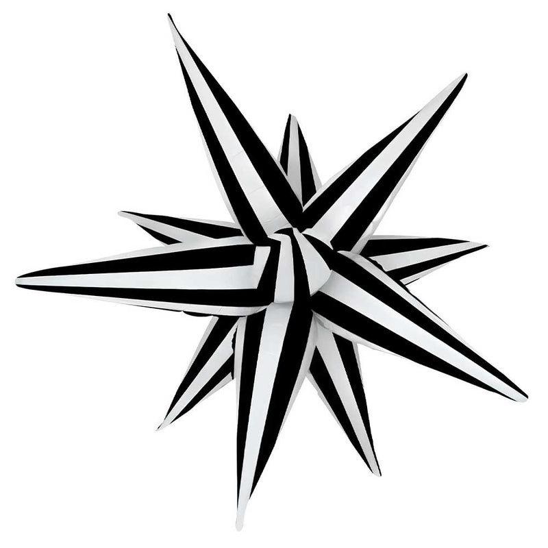 Foil Balloon Black & White Starburst 40 Inch