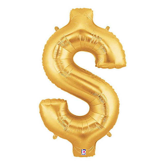 Foil Balloon Dollar Sign Gold Megaloon