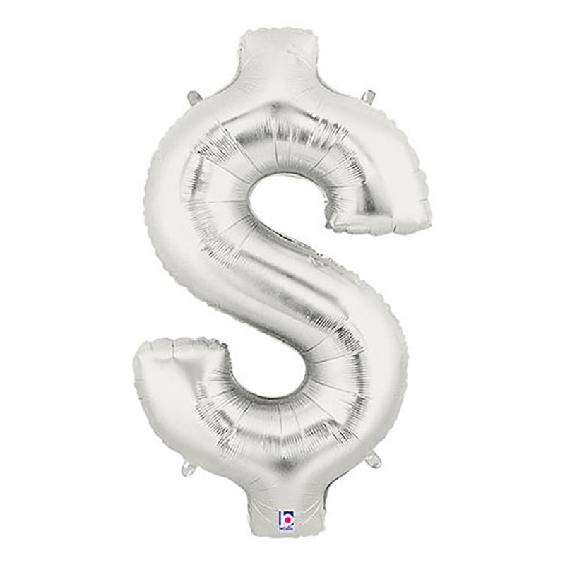 Foil Balloon Dollar Sign Silver Megaloon
