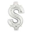 Foil Balloon Dollar Sign Silver Megaloon