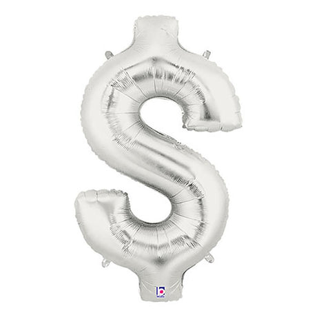Foil Balloon Dollar Sign Silver Megaloon