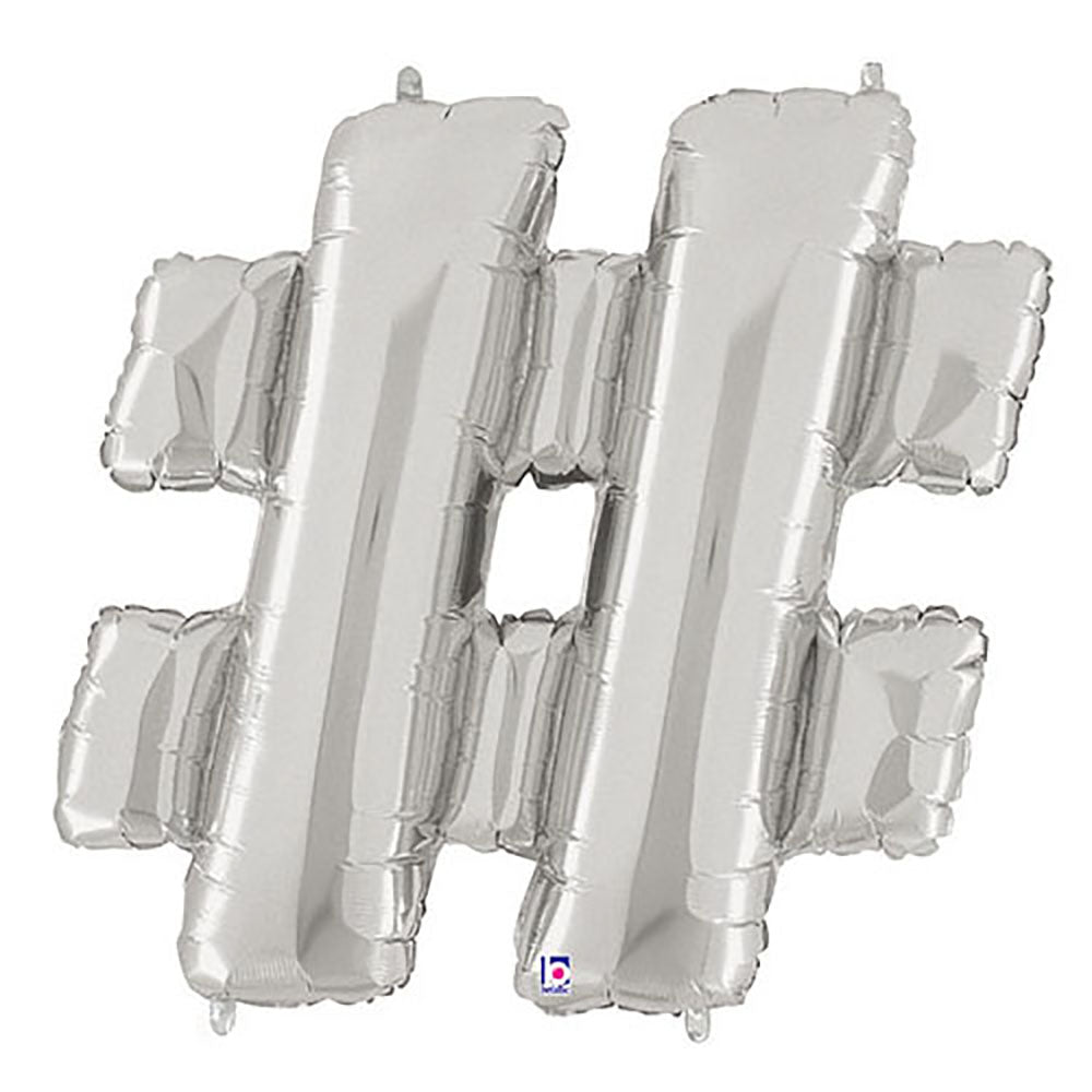 Foil Balloon Silver Hashtag Megaloon