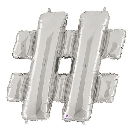 Foil Balloon Silver Hashtag Megaloon