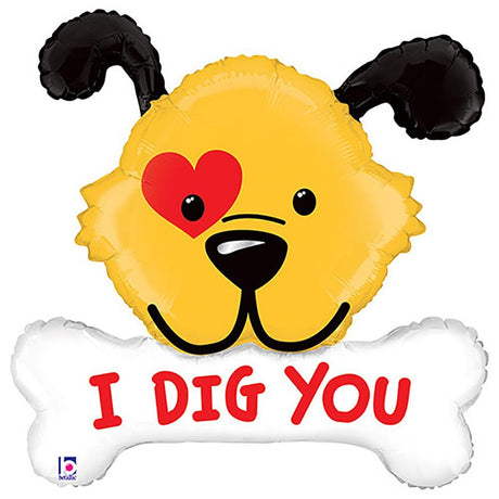 Foil Balloon 40 Inch I Dig You Dog Bone