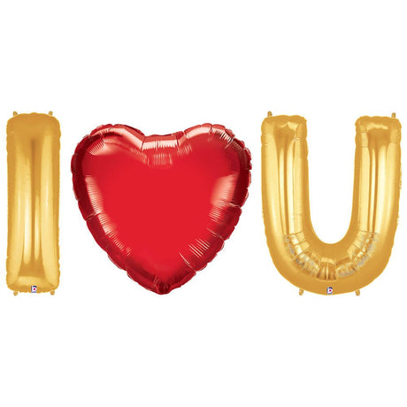 Foil Balloon I Heart U Megaloon Letters Kit