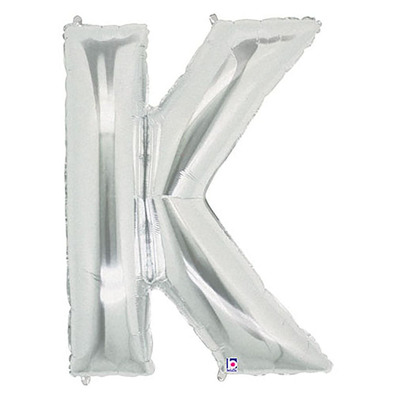 Foil Balloon Letter K Silver Megaloon