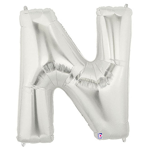 Foil Balloon Letter N Silver Megaloon