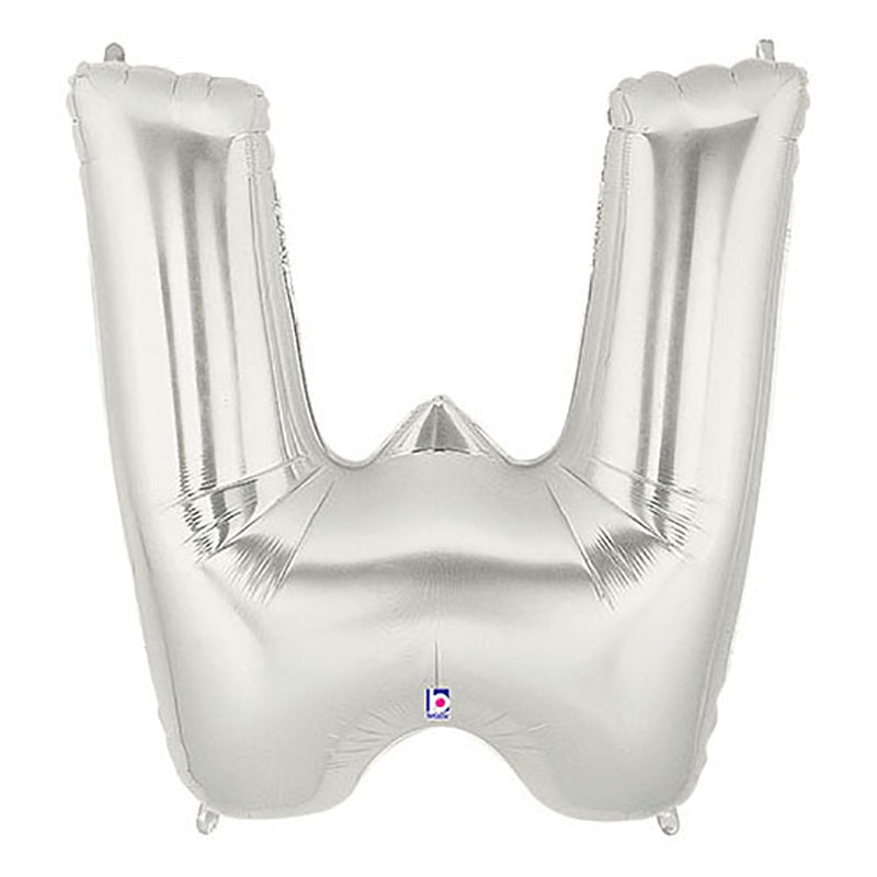 Foil Balloon Letter W Silver Megaloon