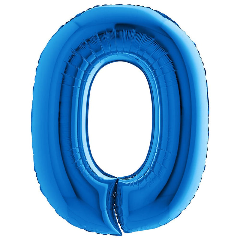 Foil Balloon Number 0 Blue 40 Inch