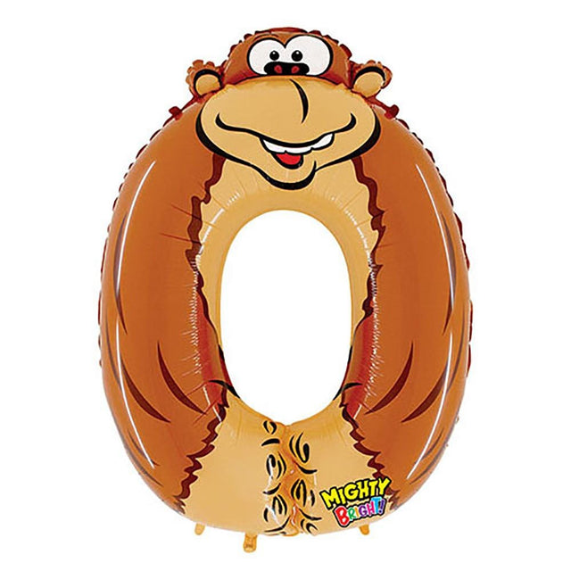 Foil Balloon 40 Inch Number 0 Gorilla Zooloon