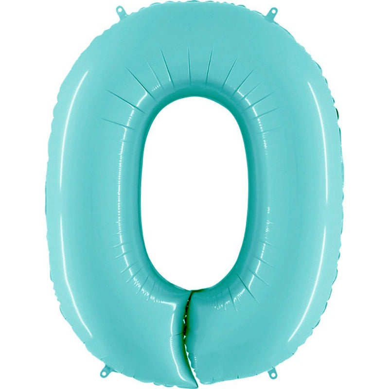Foil Balloon Number 0 Light Blue