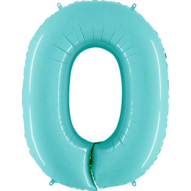 Foil Balloon Number 0 Light Blue